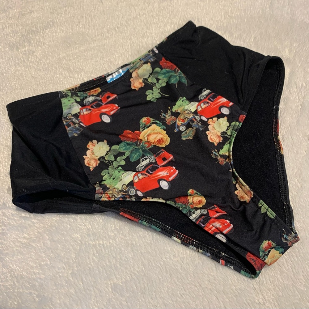 Modcloth Black Floral Bikini Bottom